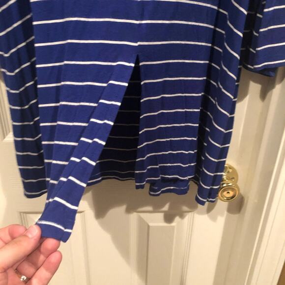 Molly & Isadora blue with white stripes long sleeve tunic sized 1X - Picture 5 of 7